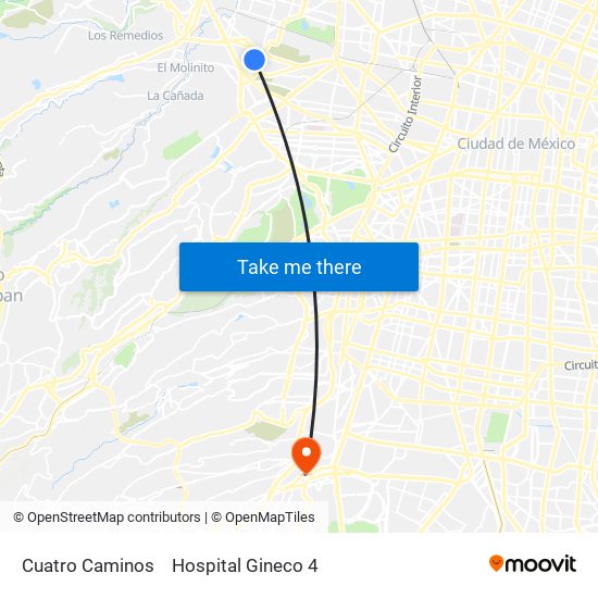 Cuatro Caminos to Hospital Gineco 4 map