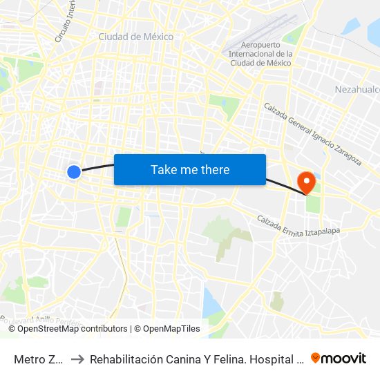Metro Zapata to Rehabilitación Canina Y Felina. Hospital Veterinario Cdmx map