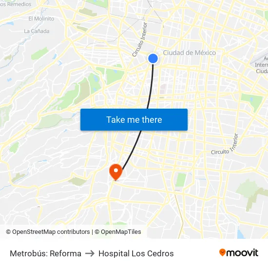 Metrobús: Reforma to Hospital Los Cedros map