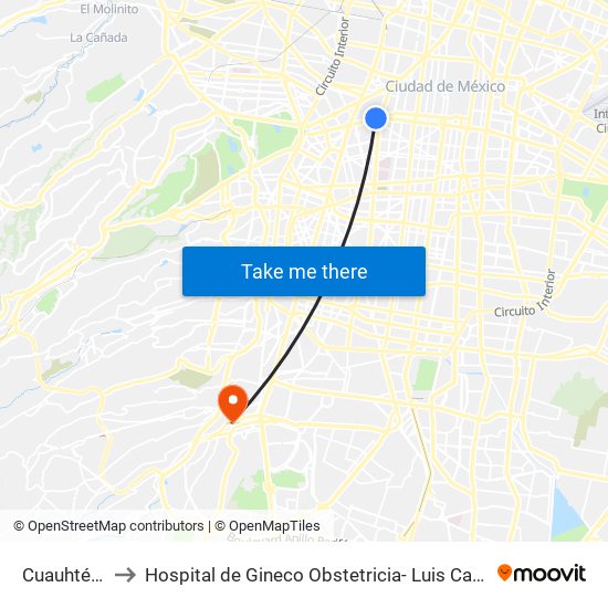 Cuauhtémoc to Hospital de Gineco Obstetricia- Luis Castelazo Ayala map