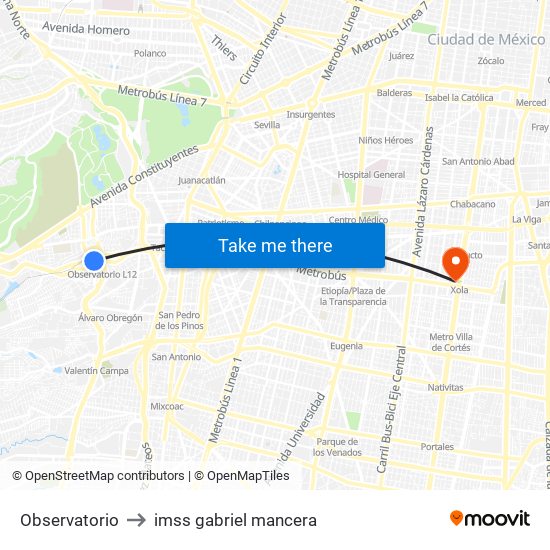 Observatorio to imss gabriel mancera map