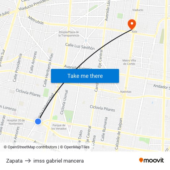 Zapata to imss gabriel mancera map