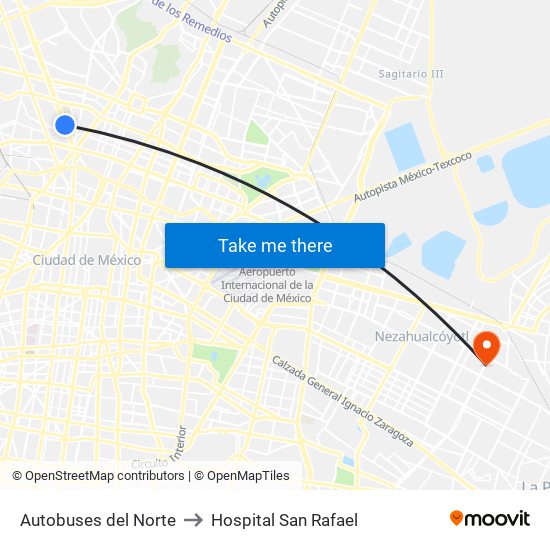 Autobuses del Norte to Hospital San Rafael map