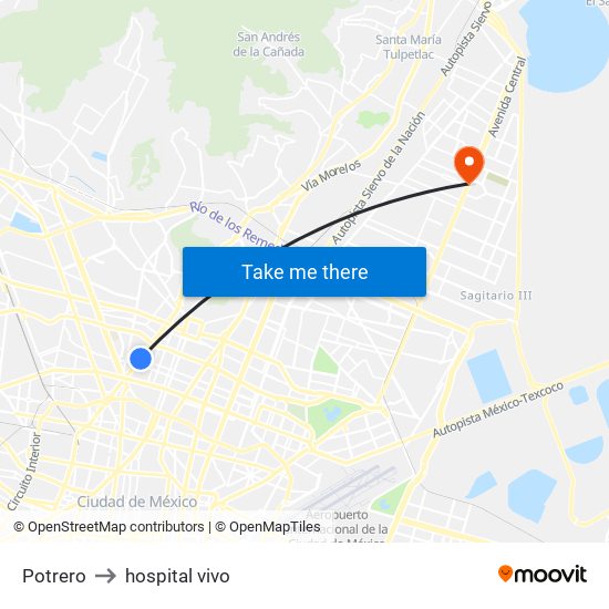 Potrero to hospital vivo map