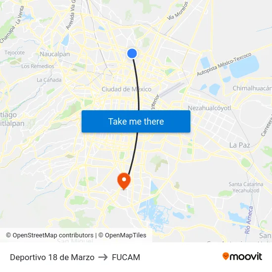 Deportivo 18 de Marzo to FUCAM map
