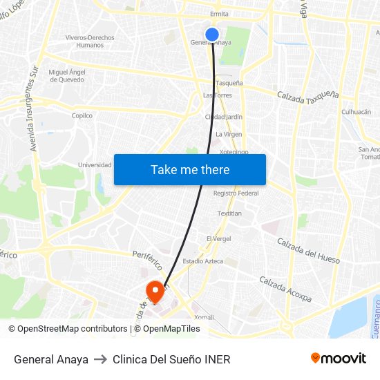 General Anaya to Clinica Del Sueño INER map
