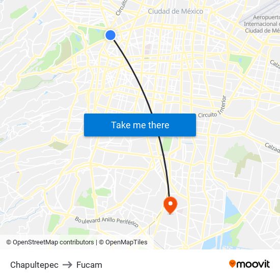 Chapultepec to Fucam map