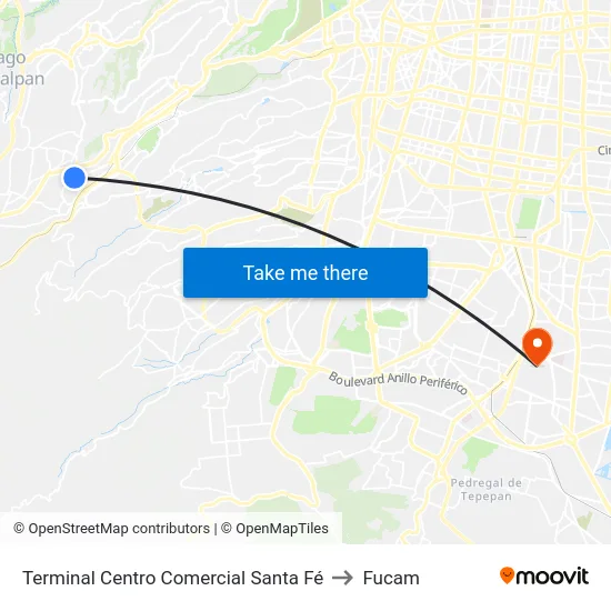 Terminal Centro Comercial Santa Fé to Fucam map