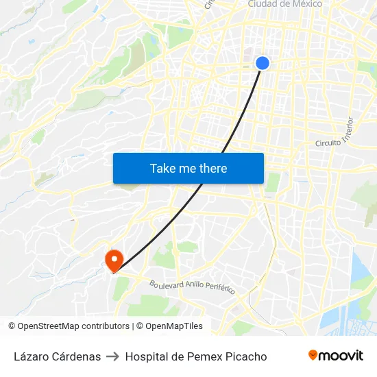 Lázaro Cárdenas to Hospital de Pemex Picacho map