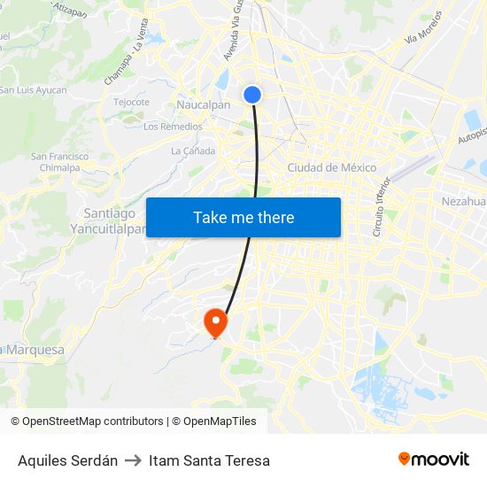 Aquiles Serdán to Itam Santa Teresa map