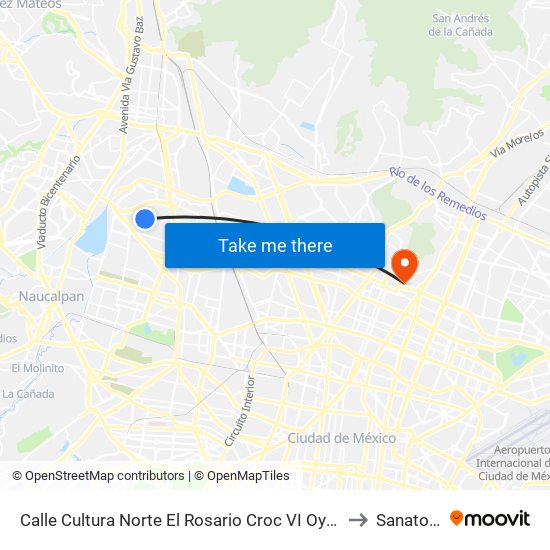 Calle Cultura Norte El Rosario Croc VI Oyameles Azcapotzalco Cdmx 02100 México to Sanatorio Lisieux map