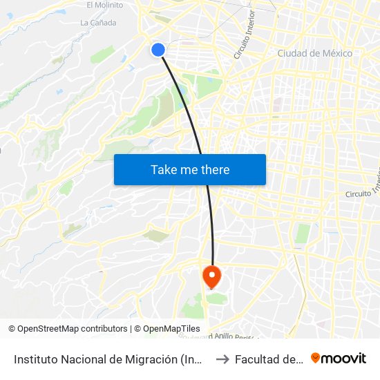 Instituto Nacional de Migración (Inm) - Homero Avenida Homero Los Morales Miguel Hidalgo Cdmx 11510 México to Facultad de Contaduría Y Administración map