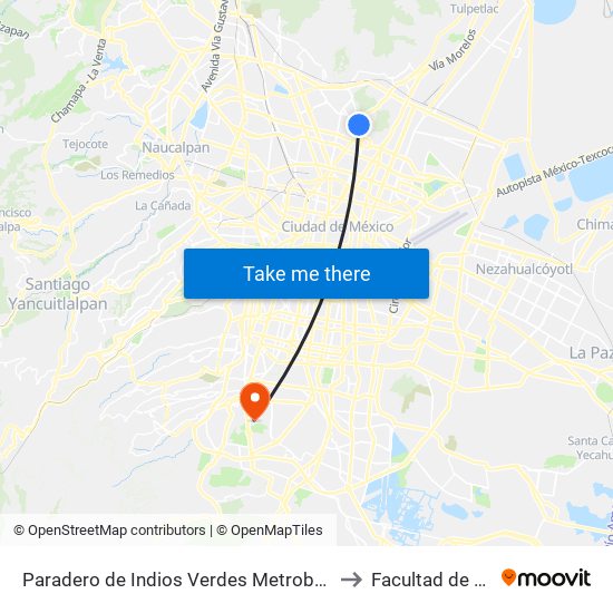 Paradero de Indios Verdes Metrobús Linea 1 Santa Isabel Tola Gustavo A. Madero Cdmx 07010 México to Facultad de Contaduría Y Administración map
