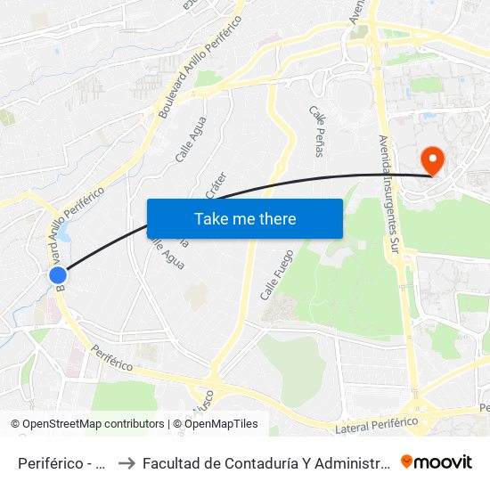 Periférico - Pfp to Facultad de Contaduría Y Administración map