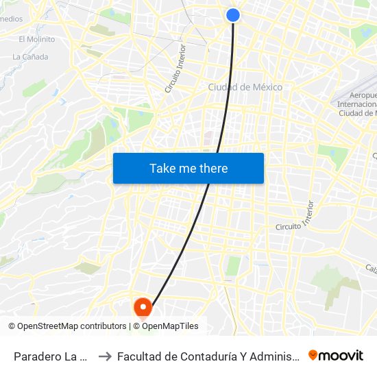 Paradero La Raza to Facultad de Contaduría Y Administración map