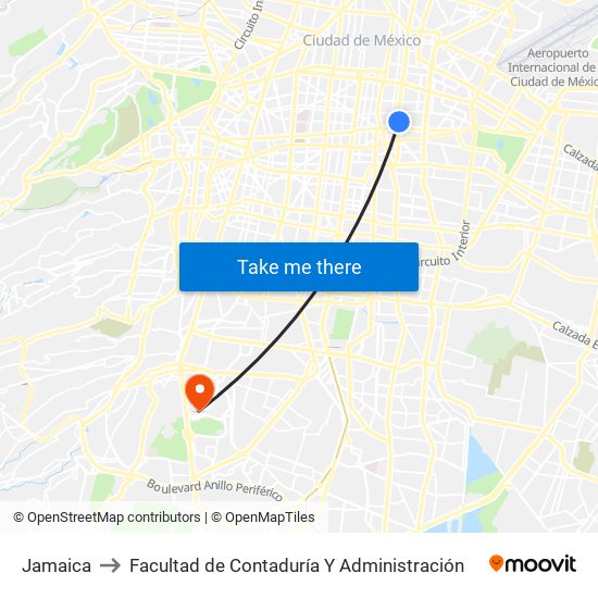 Jamaica to Facultad de Contaduría Y Administración map