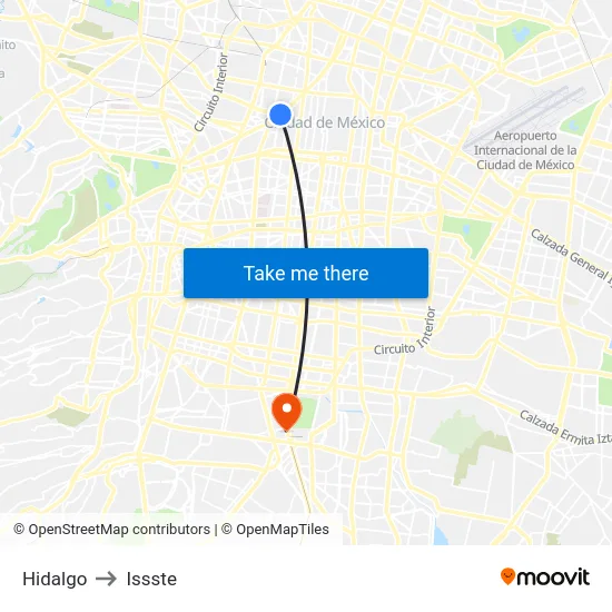 Hidalgo to Issste map