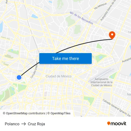 Polanco to Cruz Roja map