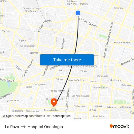 La Raza to Hospital Oncologia map