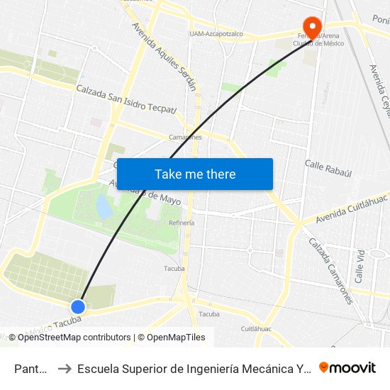 Panteones to Escuela Superior de Ingeniería Mecánica Y Eléctrica Azcapotzalco map