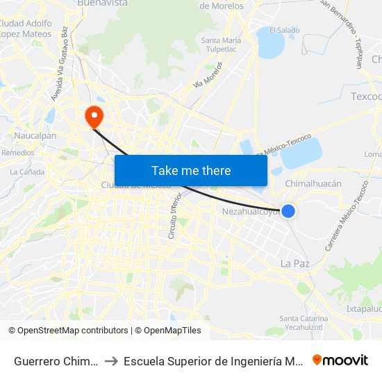 Guerrero Chimalli - Mexibus L3 to Escuela Superior de Ingeniería Mecánica Y Eléctrica Azcapotzalco map