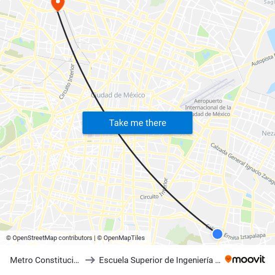 Metro Constitución de 1917 - Anden G to Escuela Superior de Ingeniería Mecánica Y Eléctrica Azcapotzalco map