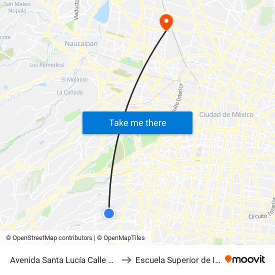 Avenida Santa Lucía Calle 29 Olivar del Conde Álvaro Obregón Cdmx 01408 México to Escuela Superior de Ingeniería Mecánica Y Eléctrica Azcapotzalco map