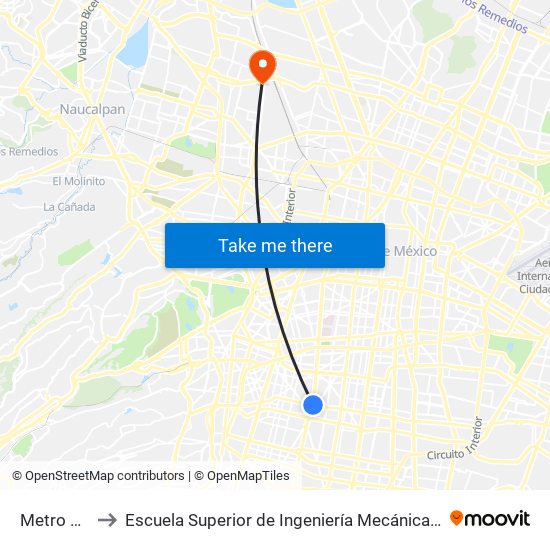 Metro Eugenia to Escuela Superior de Ingeniería Mecánica Y Eléctrica Azcapotzalco map