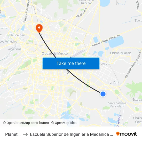 Planeta, 105 to Escuela Superior de Ingeniería Mecánica Y Eléctrica Azcapotzalco map