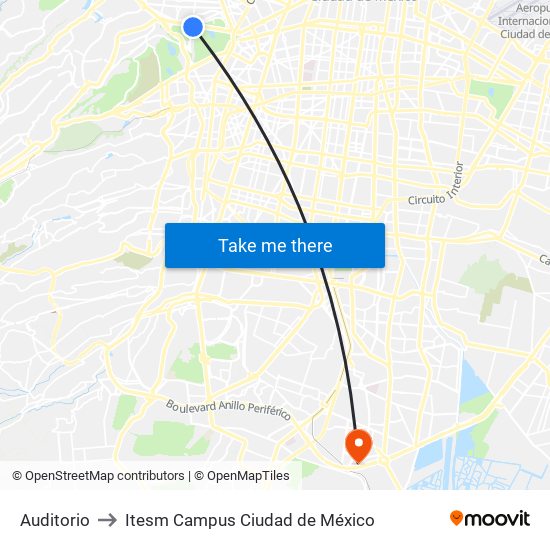 Auditorio to Itesm Campus Ciudad de México map