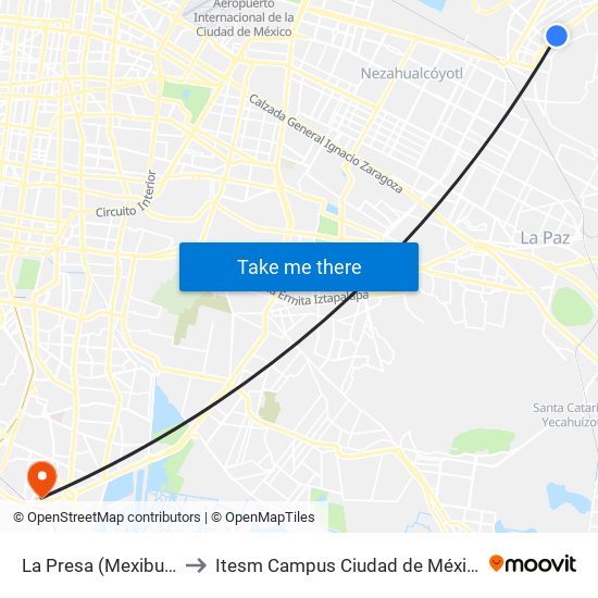 La Presa (Mexibus) to Itesm Campus Ciudad de México map