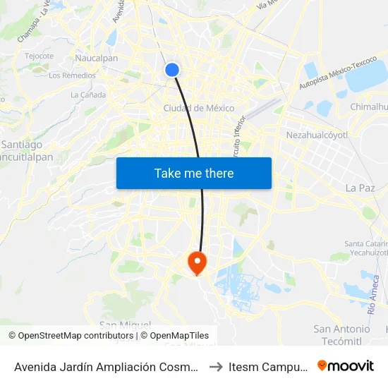 Avenida Jardín Ampliación Cosmopolita Azcapotzalco Cdmx 02920 México to Itesm Campus Ciudad de México map