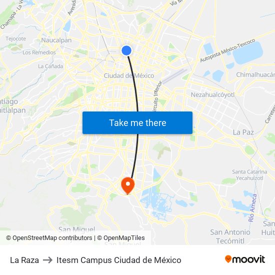 La Raza to Itesm Campus Ciudad de México map