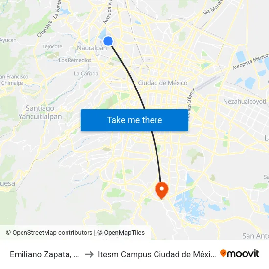 Emiliano Zapata, 26 to Itesm Campus Ciudad de México map