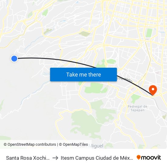 Santa Rosa Xochiac to Itesm Campus Ciudad de México map