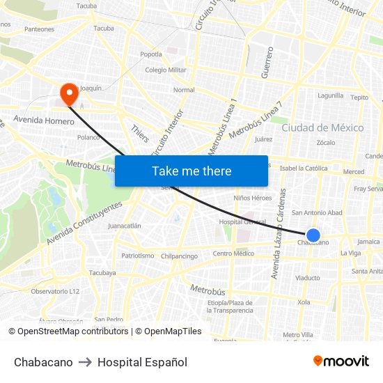 Chabacano to Hospital Español map