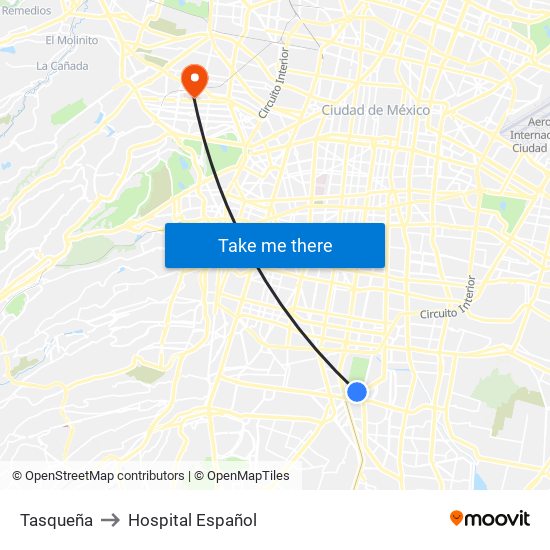 Tasqueña to Hospital Español map
