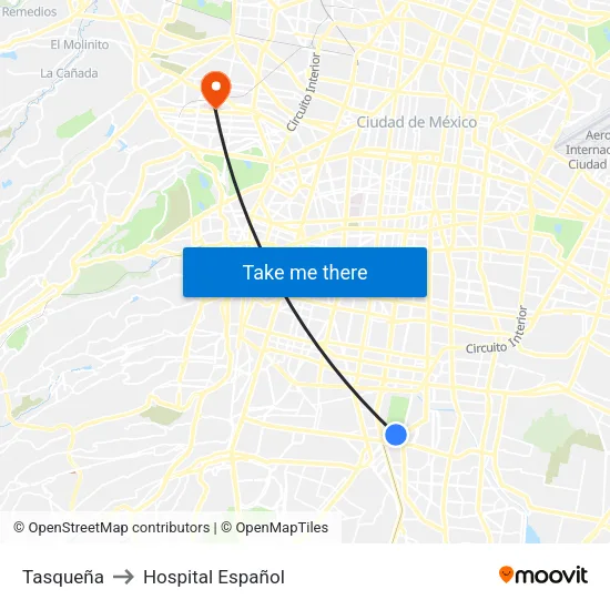 Tasqueña to Hospital Español map