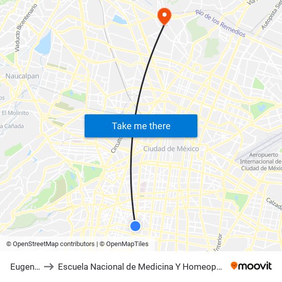 Eugenia to Escuela Nacional de Medicina Y Homeopatía map