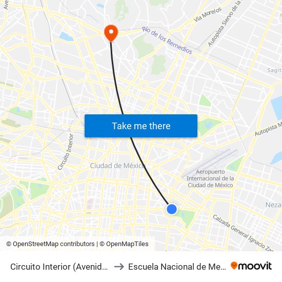 Circuito Interior (Avenida Río Churubusco), 59 to Escuela Nacional de Medicina Y Homeopatía map