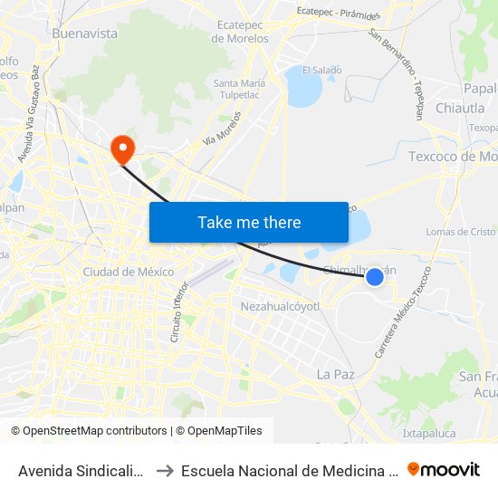 Avenida Sindicalismo, Lt30 to Escuela Nacional de Medicina Y Homeopatía map