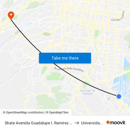 Skate Avenida Guadalupe I. Ramírez Tierra Nueva Xochimilco Cdmx 16050 México to Universidad Iberoamericana map