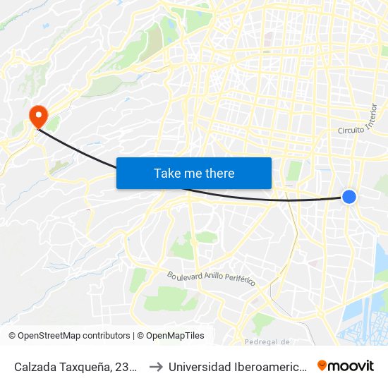 Calzada Taxqueña, 2376a to Universidad Iberoamericana map