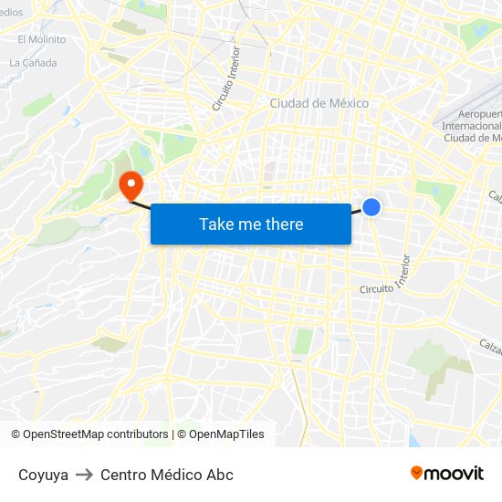 Coyuya to Centro Médico Abc map