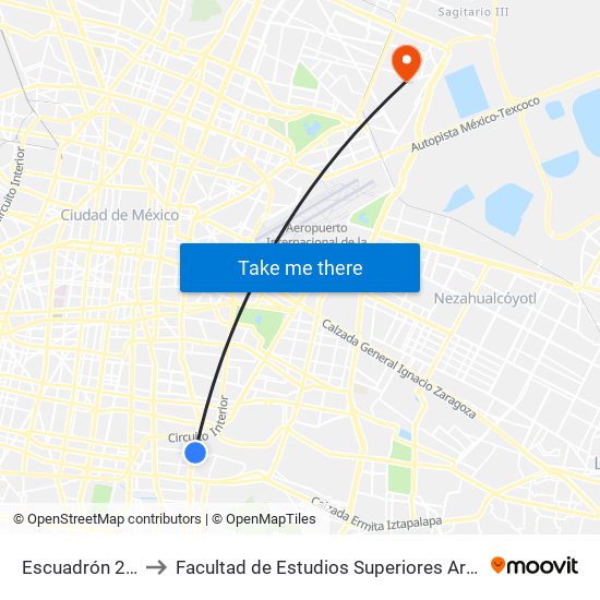 Escuadrón 201 to Facultad de Estudios Superiores Aragón map