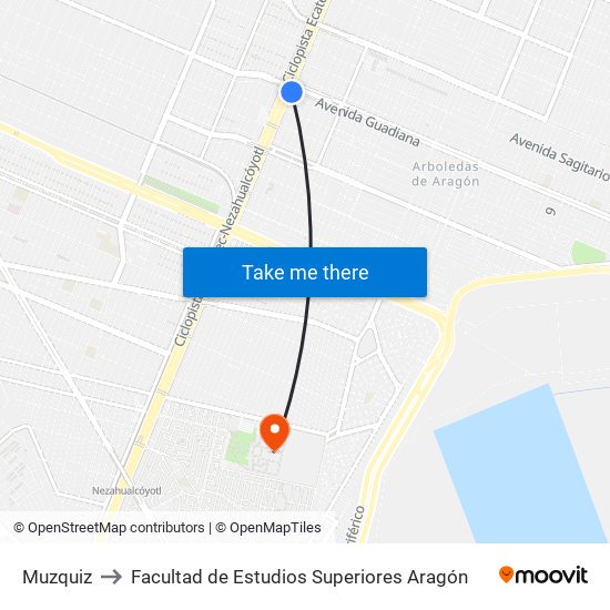 Muzquiz to Facultad de Estudios Superiores Aragón map