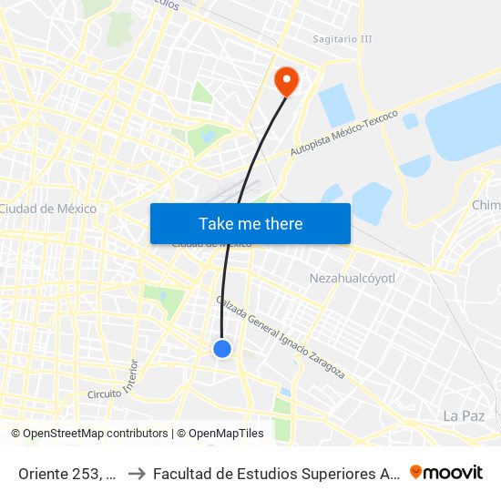 Oriente 253, 452 to Facultad de Estudios Superiores Aragón map