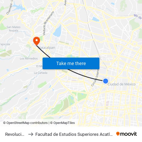 Revolución to Facultad de Estudios Superiores Acatlán map