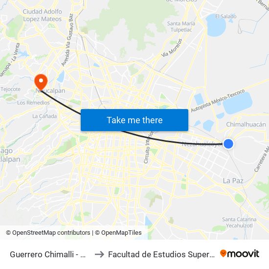 Guerrero Chimalli - Mexibus L3 to Facultad de Estudios Superiores Acatlán map