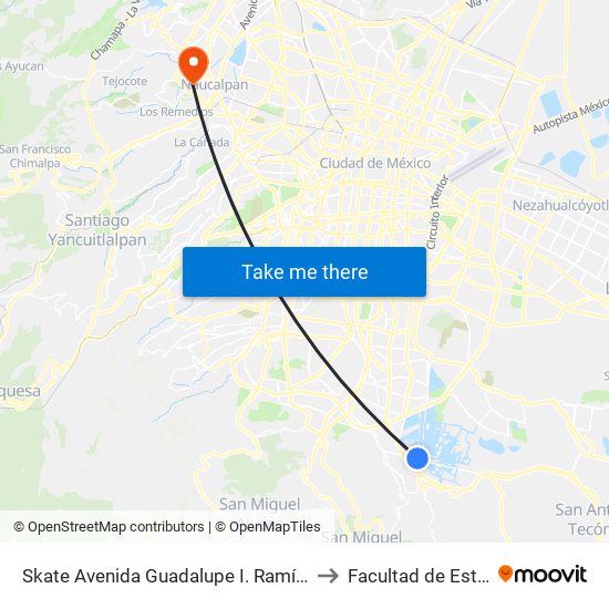 Skate Avenida Guadalupe I. Ramírez Tierra Nueva Xochimilco Cdmx 16050 México to Facultad de Estudios Superiores Acatlán map